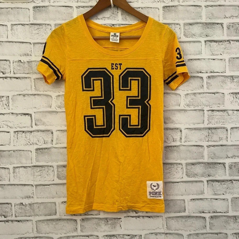 Women’s Pittsburg Steelers Victoria’s Secret Pink Collab yellow T-shirt XS